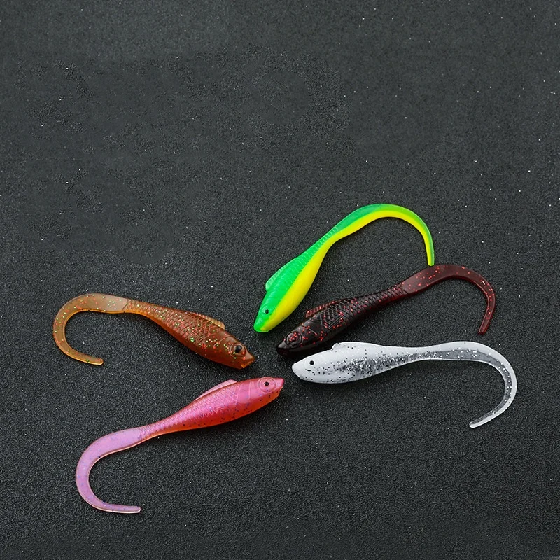 Angelköder, Sichelschwanz, weicher Köder, 5,5 cm, 6,5 cm, interne Laser-Pailletten, zum Fügen von Salz, Fischgeruch, Wurm, Kunstköder, Lot 6 Stück – Detail 7