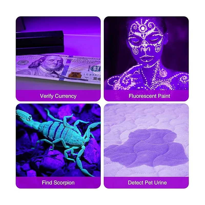 Linterna UV portátil de 9/12/51LED, linterna ultravioleta impermeable de emergencia con detección de dinero y manchas de orina de mascotas