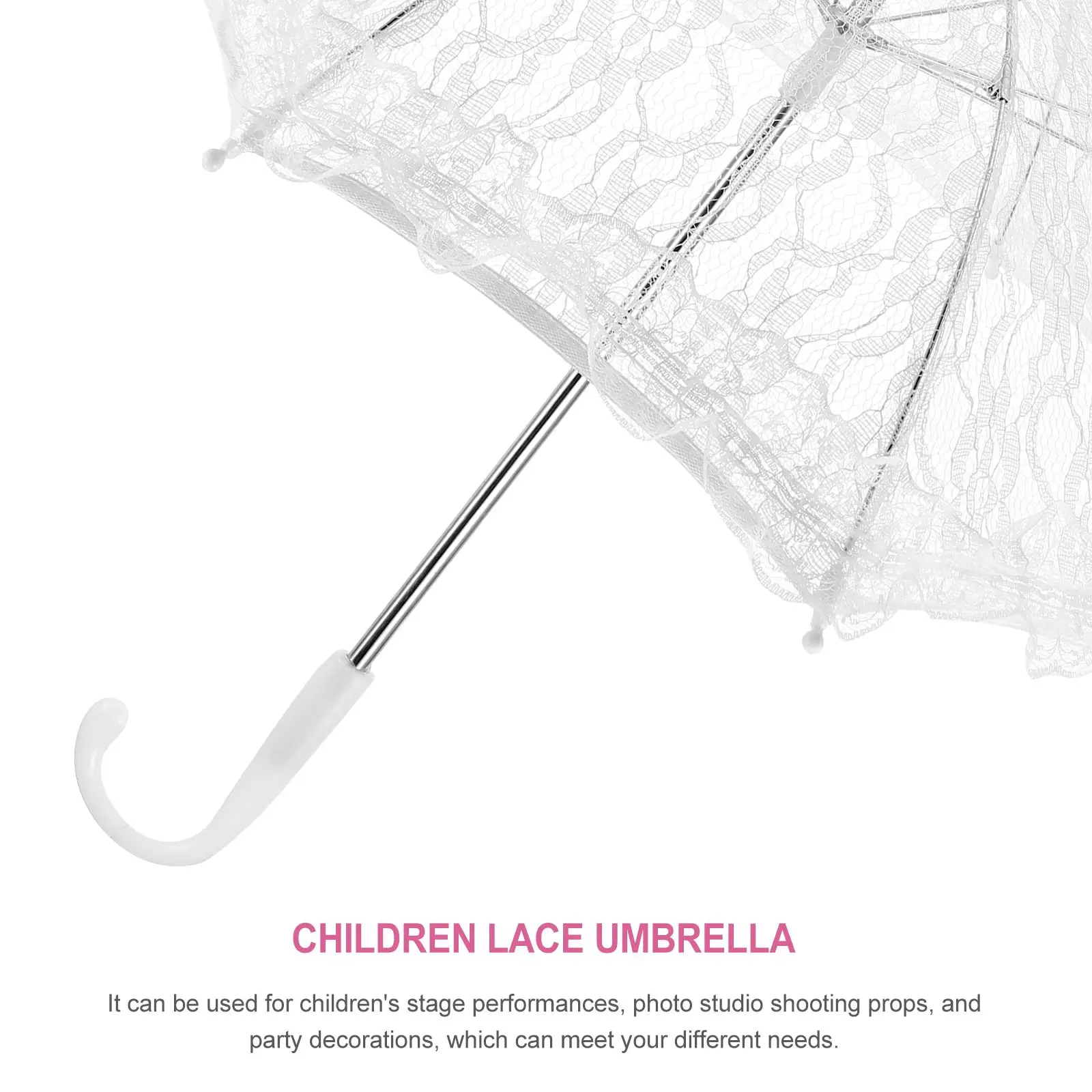 

White Lace Umbrella for Children Mini Dance Decoration Kids Photo Prop Vintage Classic Design Performance Parasol