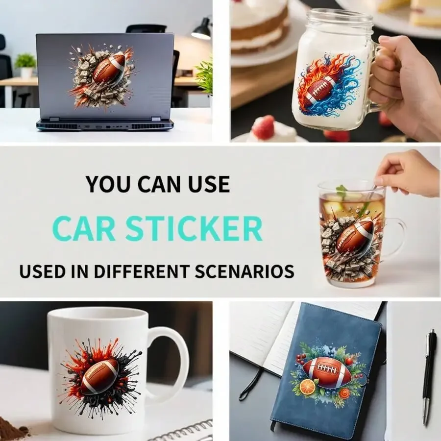 

4pcs Football Breaking Through Wall Vinyl Car Stickers For Bumper Window Door