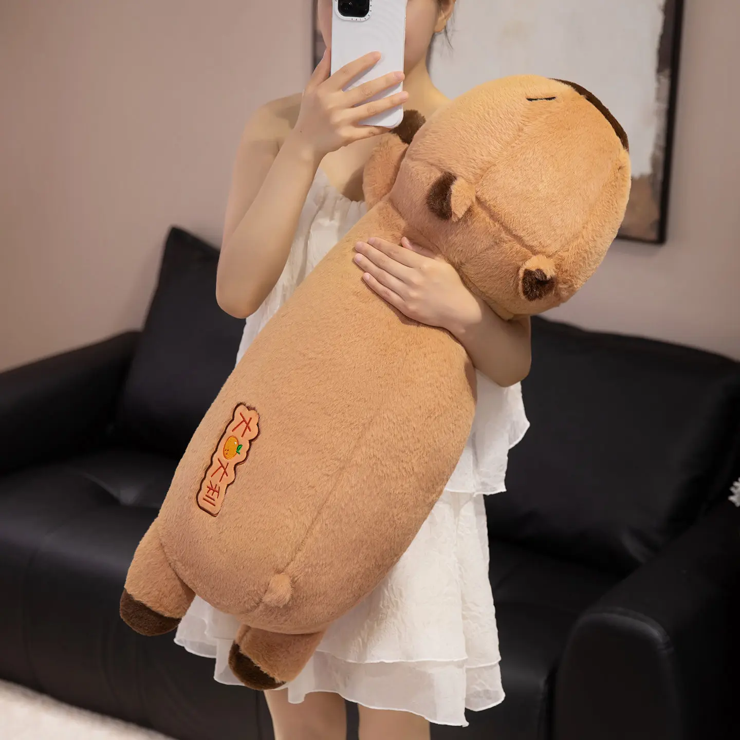 60/80cm Lying Prone Capybara Plush Toys Soft Soothing Cartoon Animal Throw Pillow Cozy Sleeping Pillow Kawaii Home Decor