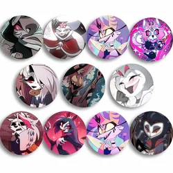 Europe America Anime Helluva Boss Brooch Tinplate Cartoon Lapel Pin Handmade Round Badge for Women Men Bag Accessories Gifts