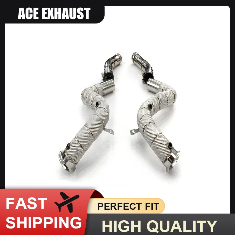 

For Mercedes-Benz C63/C63S W205 AMG 4.0T High Flow Catless/Catted Downpipe With Heat Shield Car Performance Exhaust System