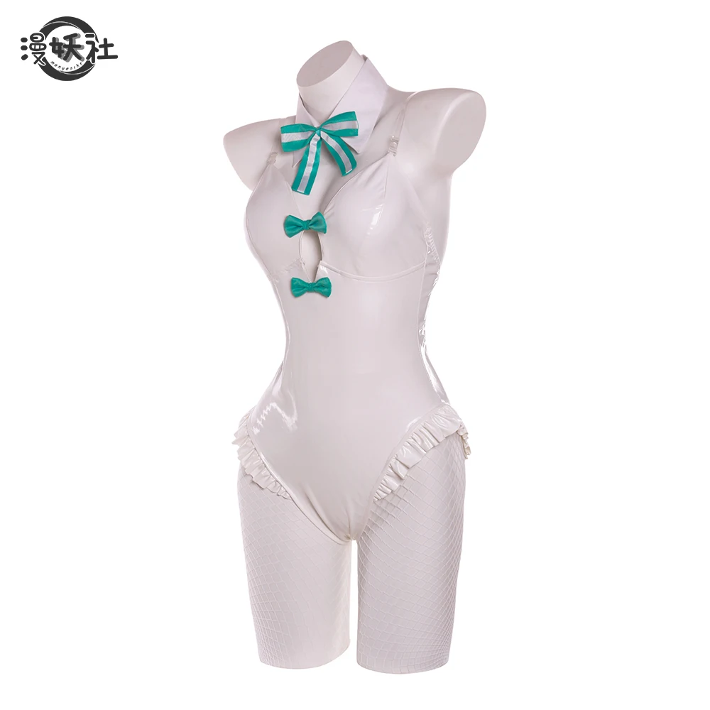 Mikuu Cosplay Niedlicher Rurudo-Künstler Weißes Häschenmädchen-Kostüm Damen Elastisches Leder Sexy Cosplay Häschenanzug Weiß Grün Overalls