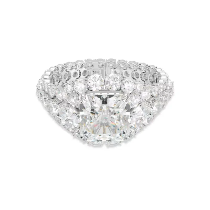 BELLUX 925 Silver Synthetic Zircon Bracelet Original Design Square Gemstone White Full Diamond Luxury Fashion Shiny Bangle