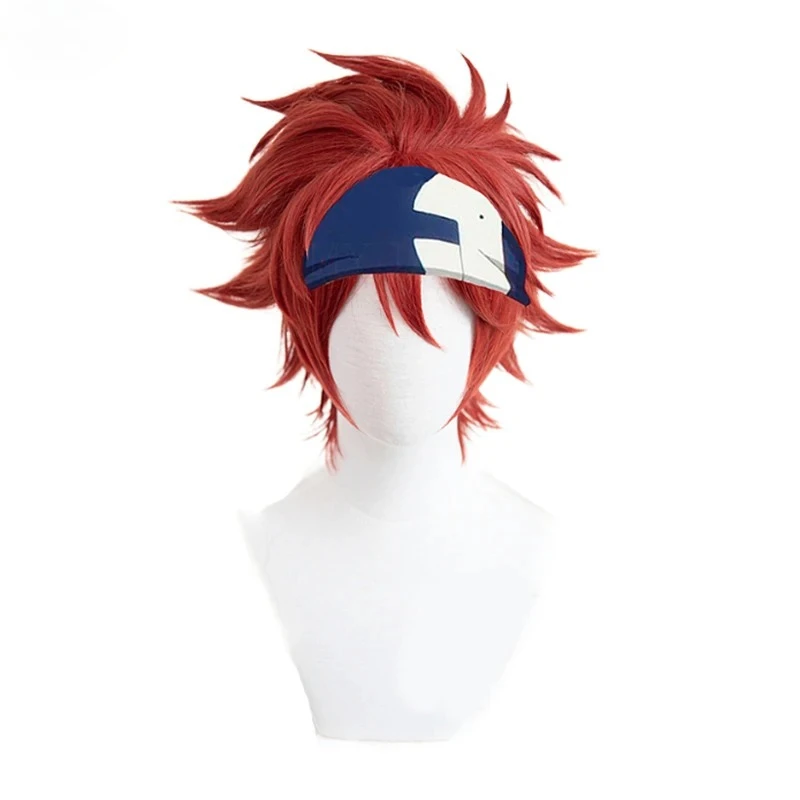 SK8 The Infinity Reki Kyan Cosplay Wig Headband Hairband SK8 Cosplay Red Short With Bangs Heat Resistant Synthetic Wigs