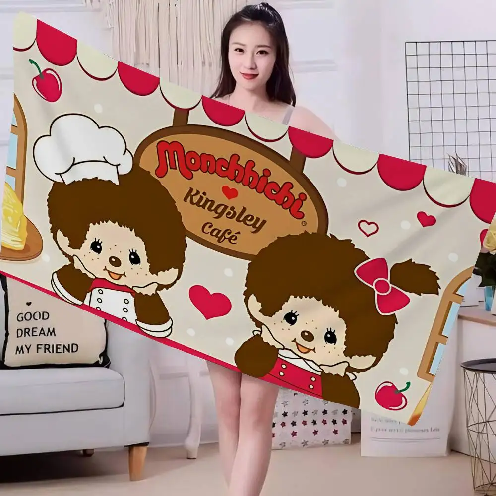 Anime M-Monchhichi Cute Anime Beach Swimming Towel Soft Absorbent Washcloth Children's Gifts for Kids Travel Camping Gym