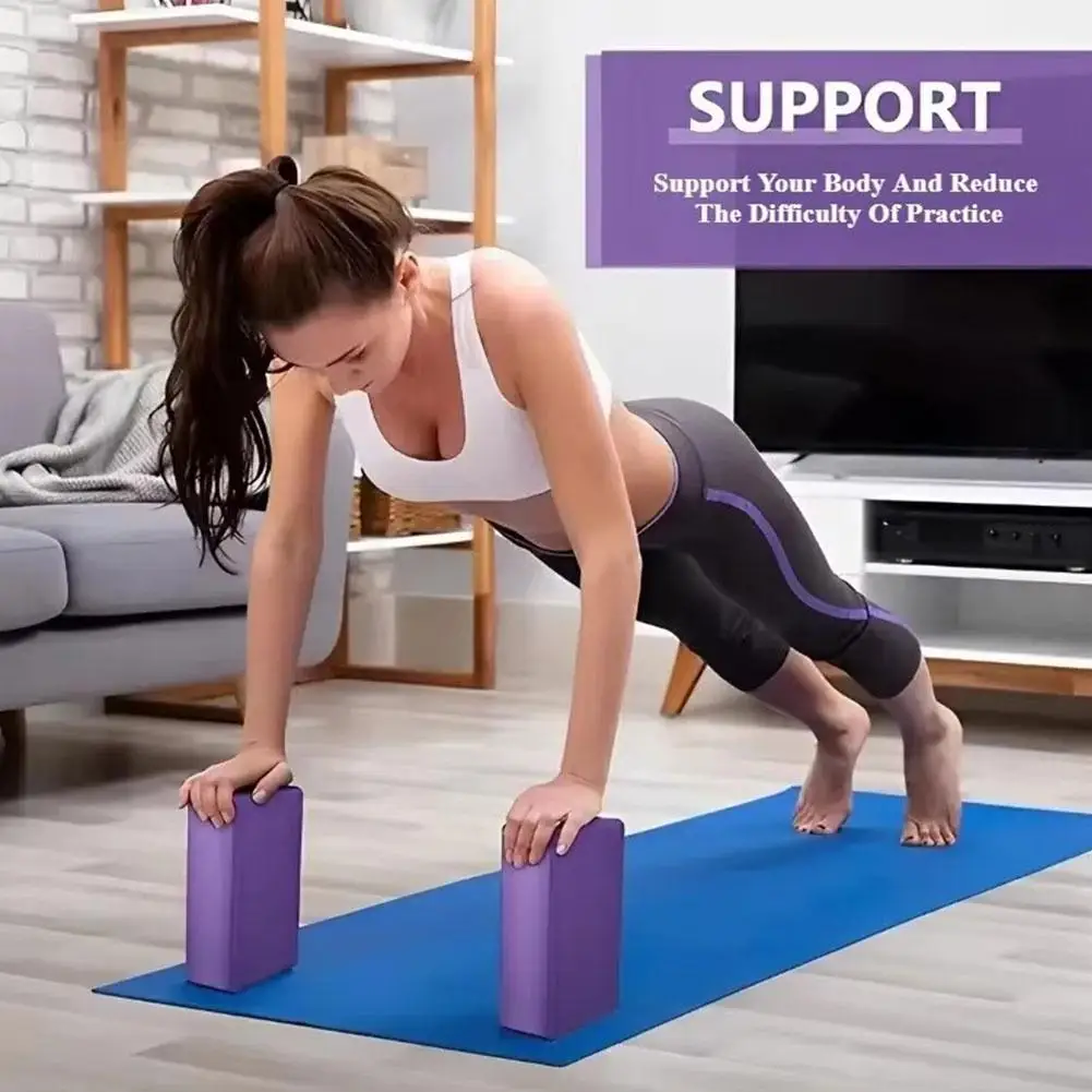 2PCS Yoga Blocks Gym Foam Brick Pilates Training Exercise Fitness Bolster Pillow Cushion Stretching Body Shaping Building Cubes