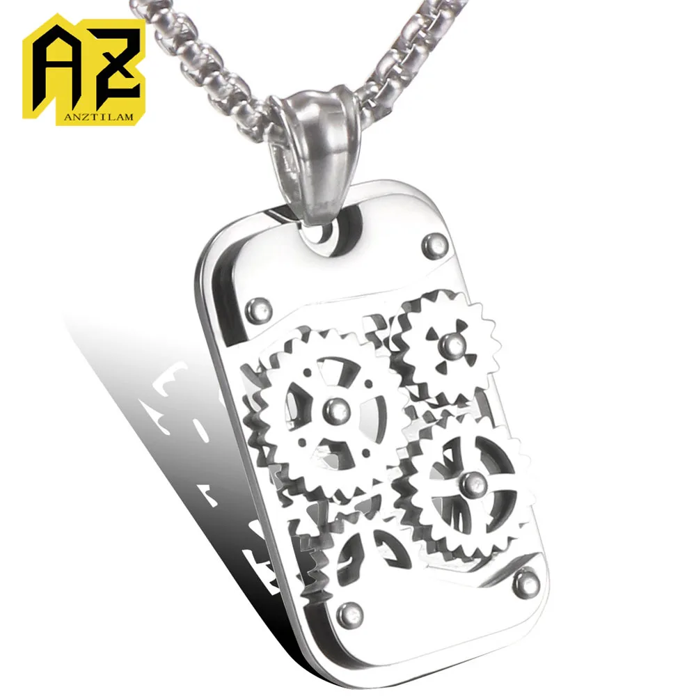 

Anztilam из нержавеющей стали 316L, кулон с зубчатой биркой, не выцветает, с длинной цепочкой, ожерелья для женщин и мужчин, ювелирные изделия в стиле панк, хип-хоп