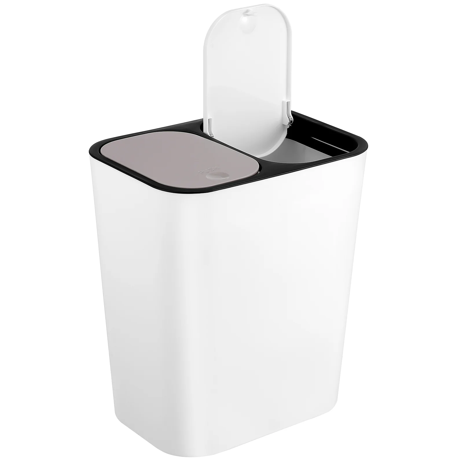 

Large Dry and Wet Separation Trash Can Bin Home Garbage Food Beige Plastic with Lid