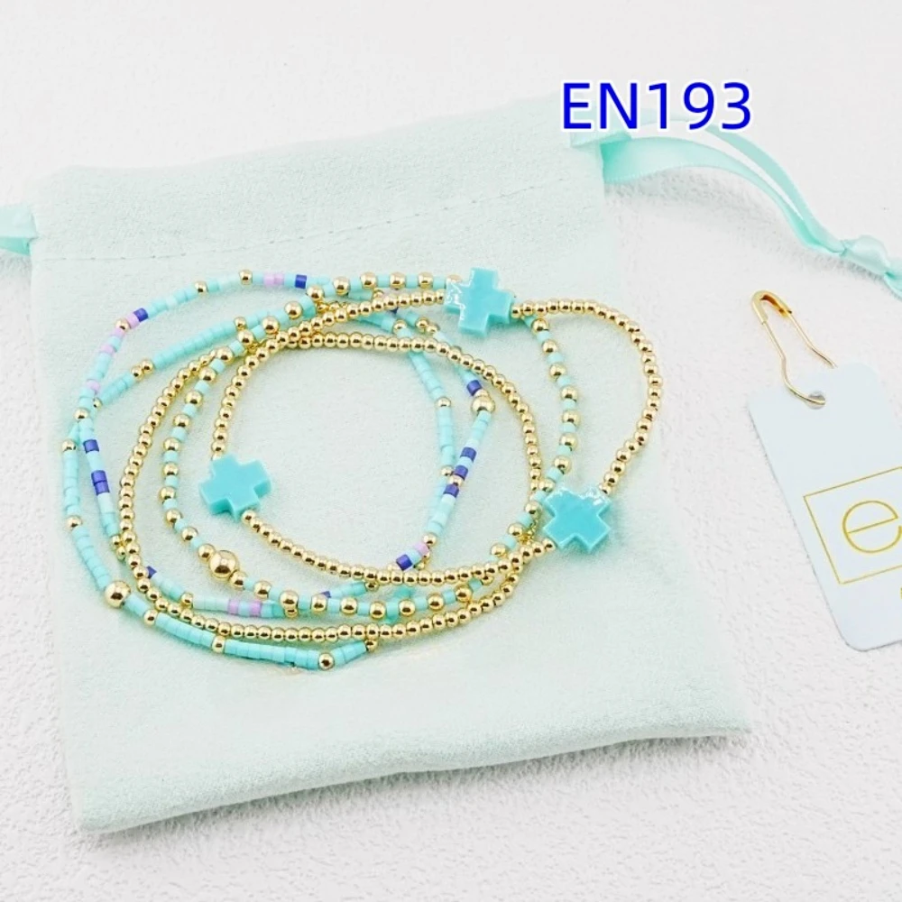 

YEEVAA Cross Charm Colorful Beads Stackable of 5 Bracelets, Fashion Jewelry Gift for Women