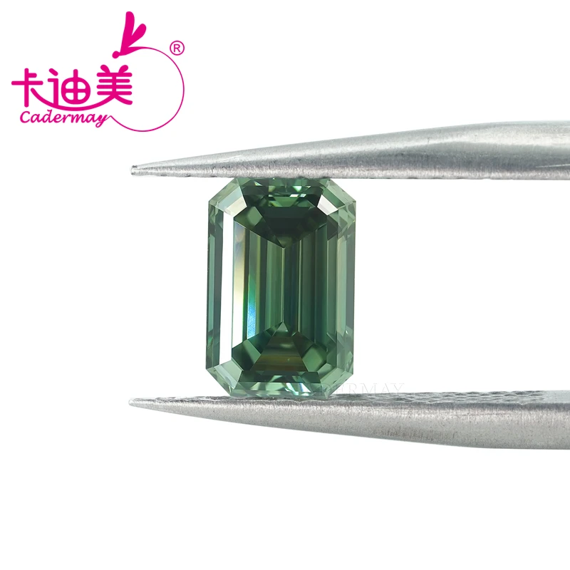 CADERMAY Emerald Shape Deep Green Color VVS1 Clarity HPHT Lab Grown Diamond 1CT Loose Stone Certificate For Jewelry Making