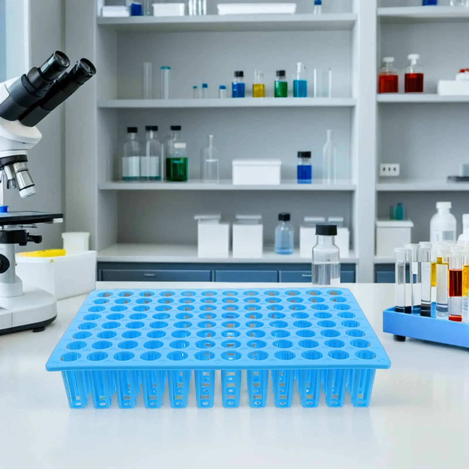 4Pcs Plastic Test Tube Holder Rack 96-Slot Versatile Vial and Sample Container Organizer for Children Science Experiments