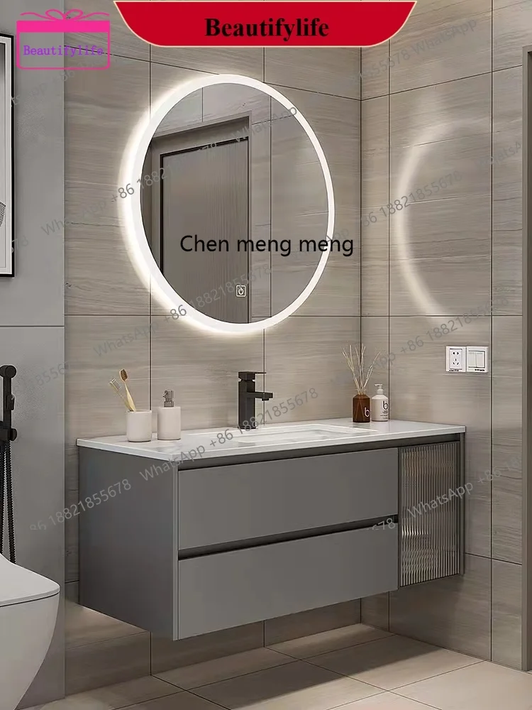 YL Marble Smart Bathroom Vanity Cabinet With Sink And Mirror Looking Combination One Hand Wash Basin Washbasin Toilet Round Mi