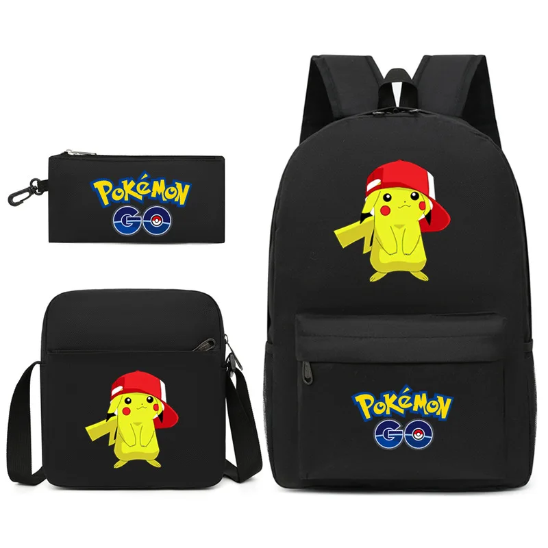 

3pcs/set Pokemon Pikachu Starry Sky Students Backpack Pencil Case Crossbody Bag Breathable Wear-resistant Waterproof Schoolbag