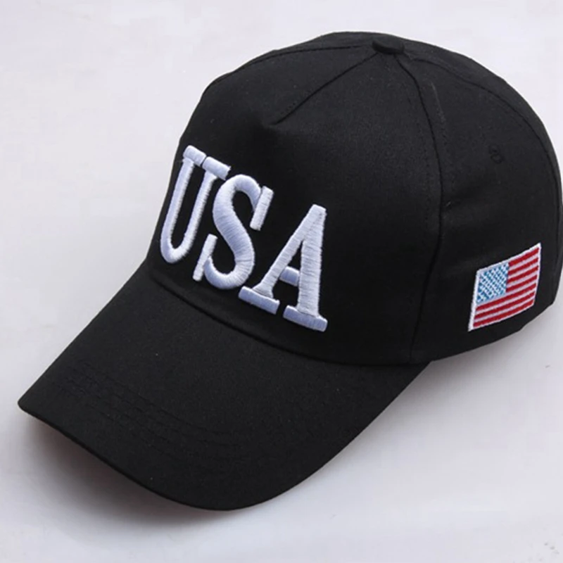 Embroidery USA Flag Baseball Caps For Women Men America Letter Printed Snapback Hat Hot Sport Outdoor USA Black Caps