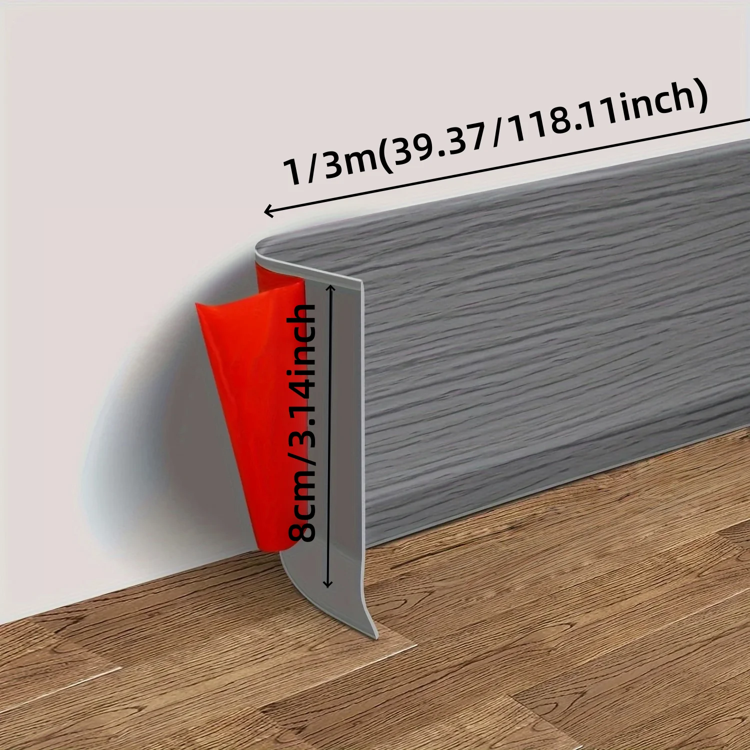 1Pc 39.37/118.11in Adhesive Pvc Wall Trim Line Skirting Board Waterproof Baseboard Wallpaper Sticker For Living Room Home