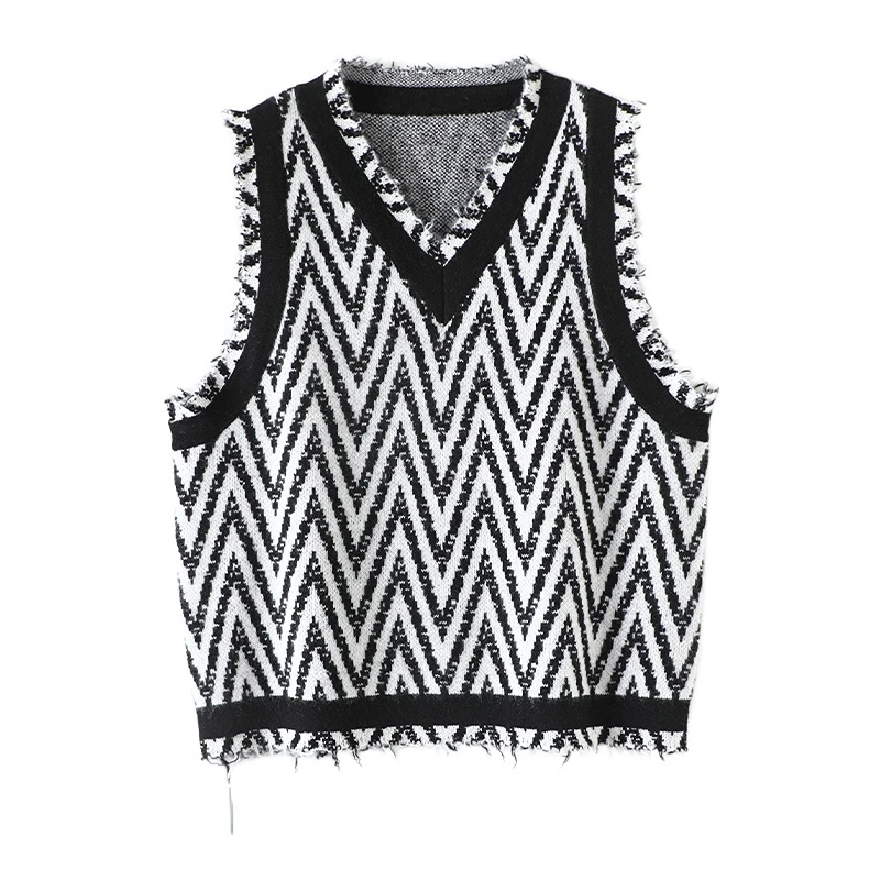 Knit Sweater Vest Luxurious Cashmere Sweater Women Design V-Neck  High Street  Spring/Summer Tank Top Knitted Vest