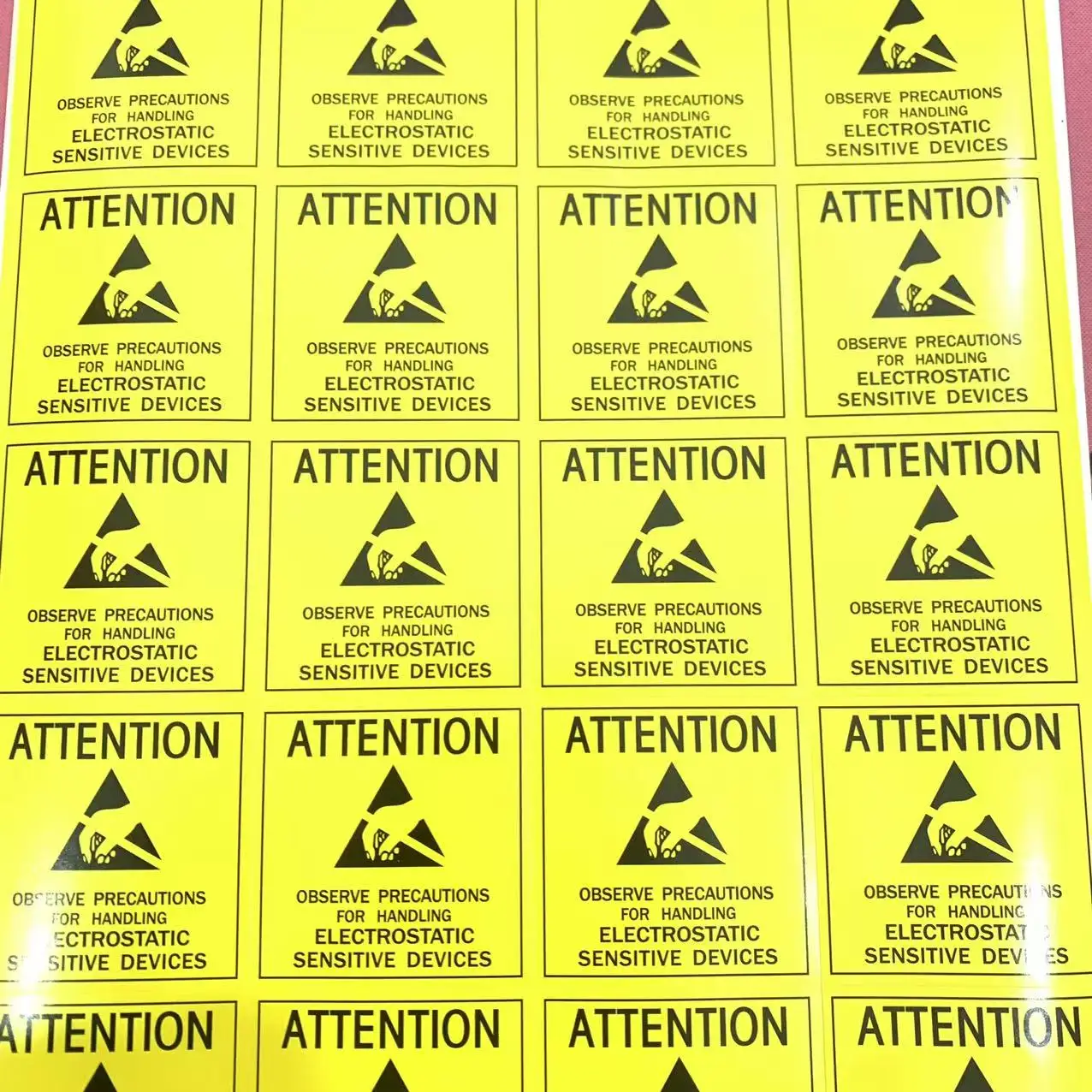 4.8*4.8cm ATTENTION Sticker Adhesive Label for ESD Anti Static Sensitive Device Electronic Shielding Anti-Static Party Packing