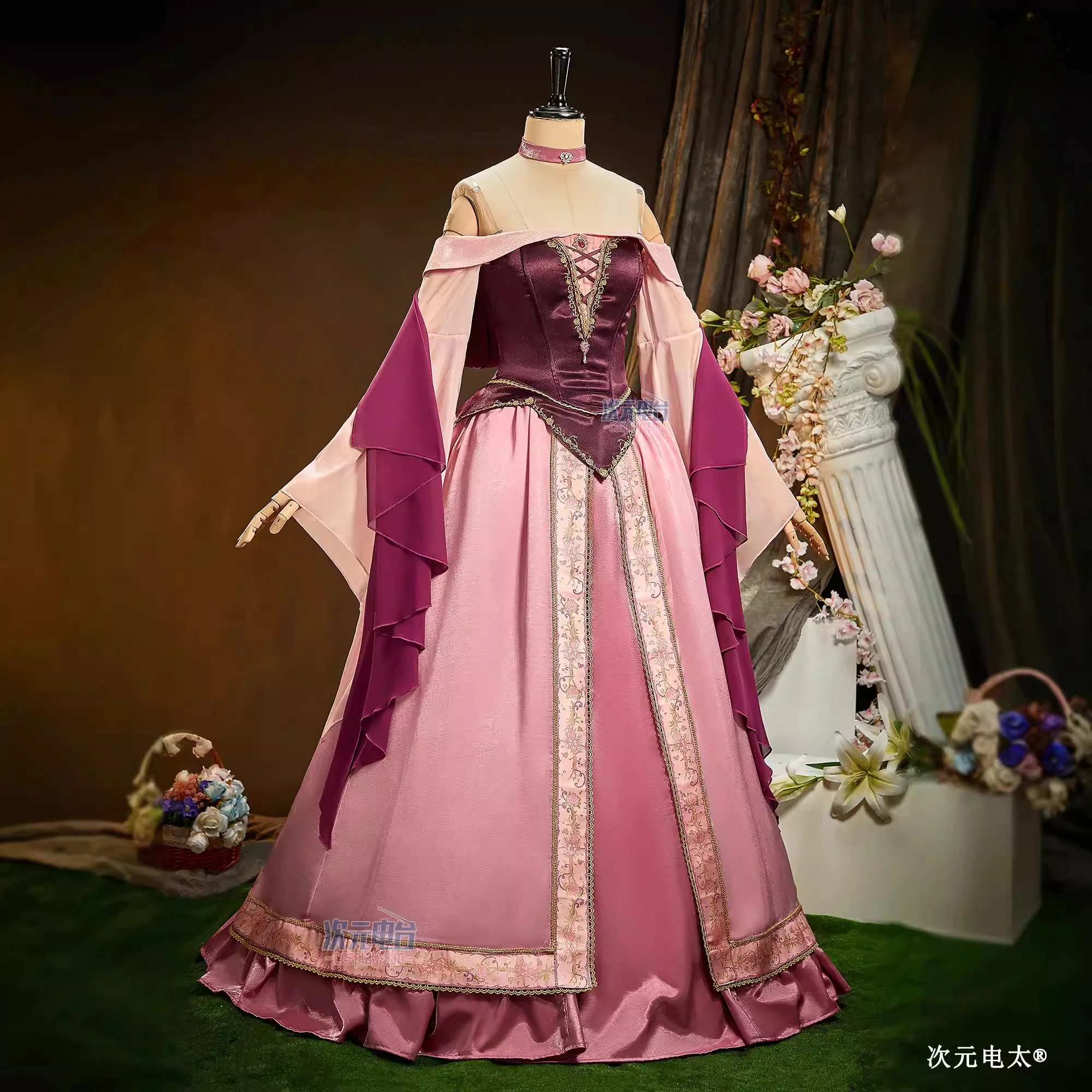 Movie Sleeping Beauty Princess Aurora Luxury Fancy Adult Dress Cosplay Costume Halloween Christmas Woman New Aurora Set view 3
