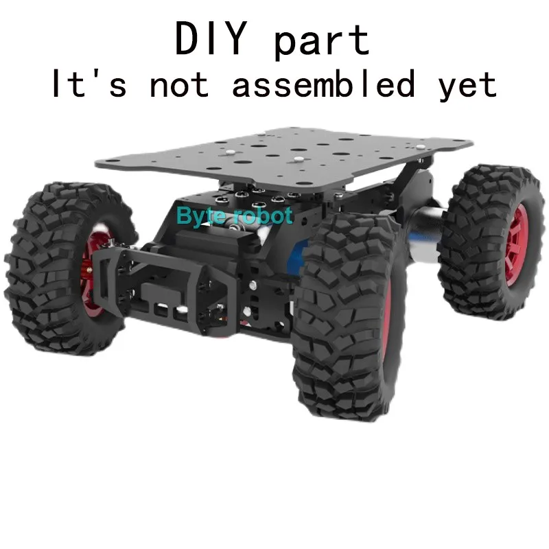 

4-8KG Load 4WD Ackerman Robot Car Chassis with Encoder Motor Front Wheel Servo MG996 Steering Chassis Programmable Robot RC Tank