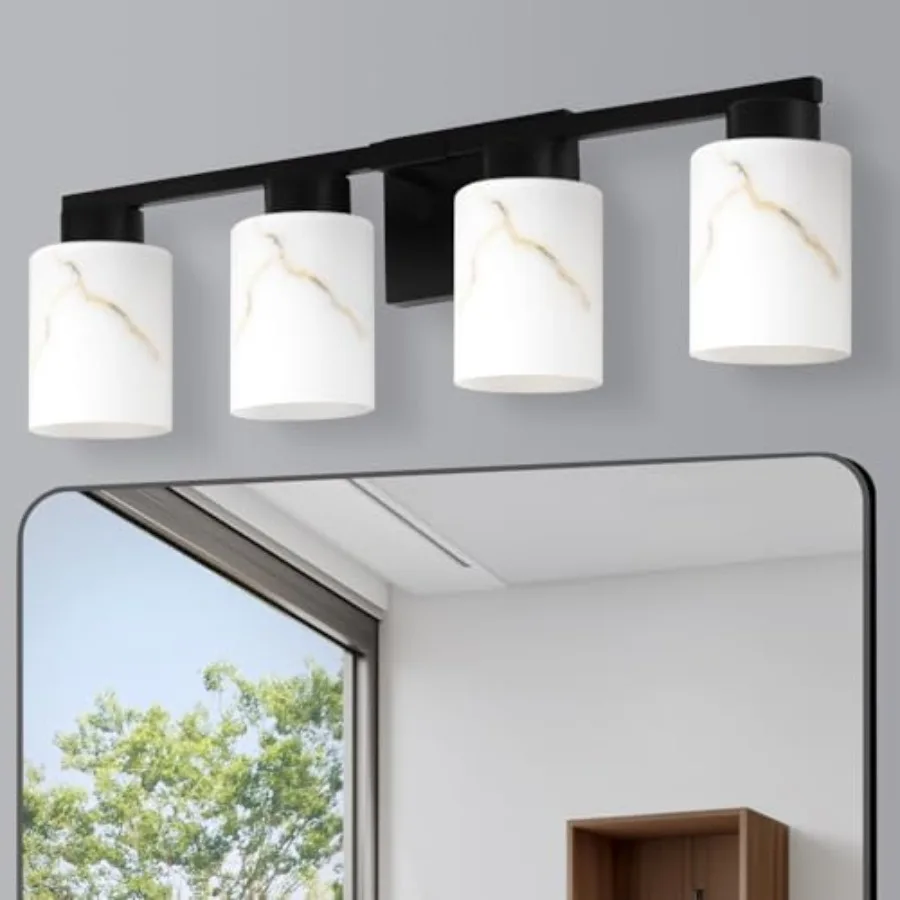 

Bathroom Light Fixtures Modern Vanity Lights Metal Wall Lamp with White Marble Glass for Bathroom Mirror Living Room Bedroom Ca