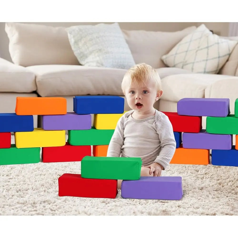 Blocchi da costruzione per bambini rivestiti in tessuto da 12 pezzi: set impilabili morbidi e colorati per giochi e apprendimento dei bambini