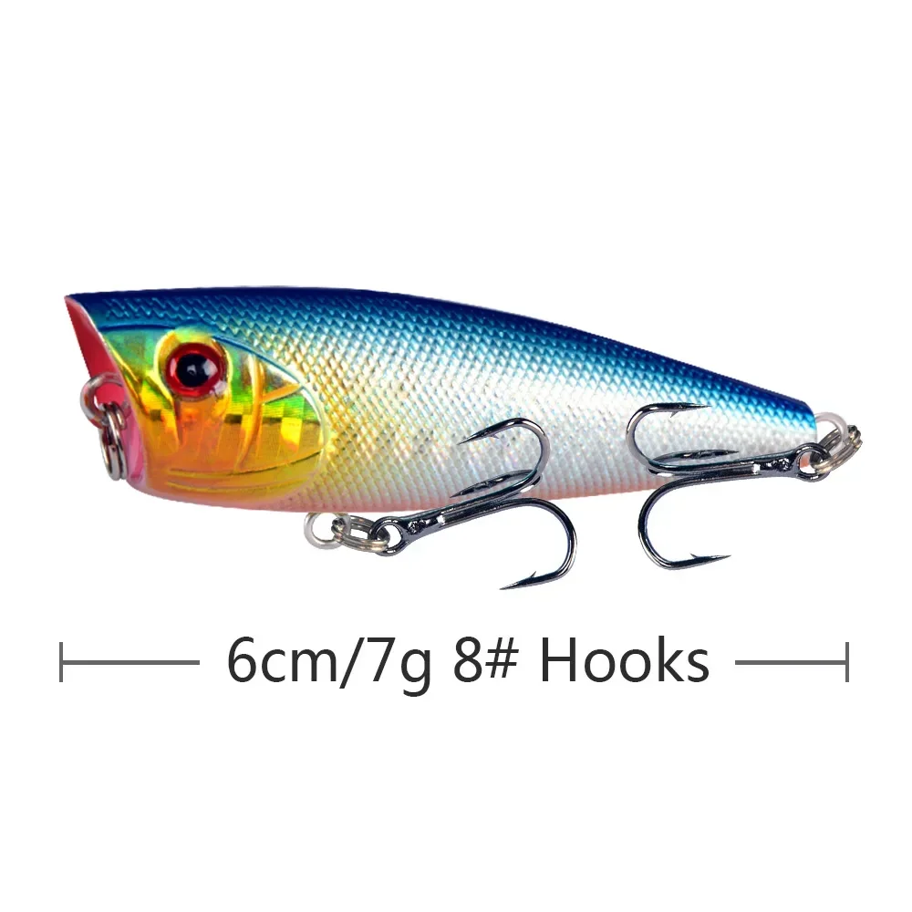 2pcs Popper Fishing Lures for Fishing Topwater Crankbait 6cm 7g Hard Bait Artificial Wobblers Plastic Fishing Tackle