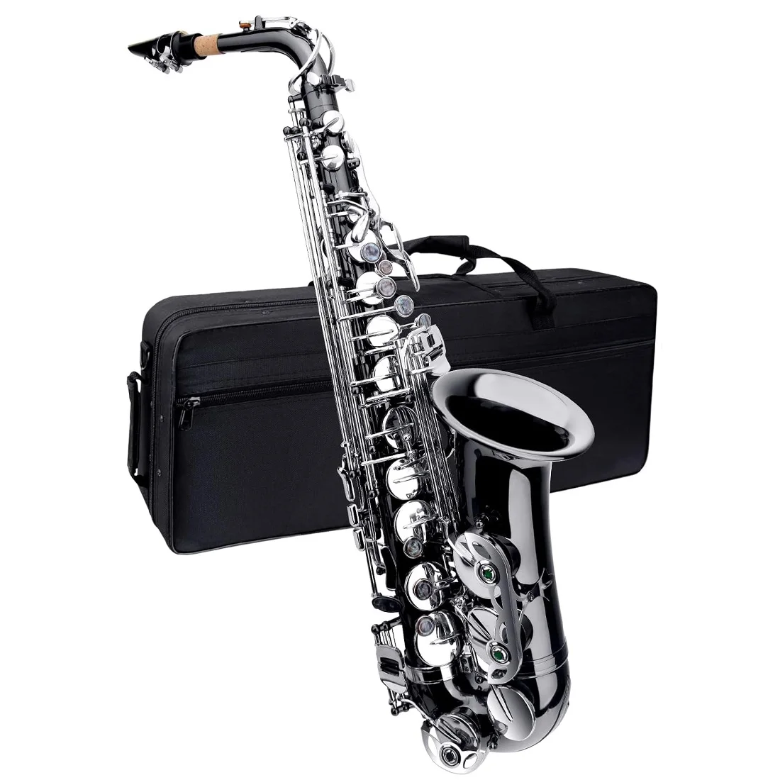 Slade preto níquel chapeamento saxofone alto iniciante conjunto para estudante adulto sax eb saxofone de bronze profissional com peças de sopro