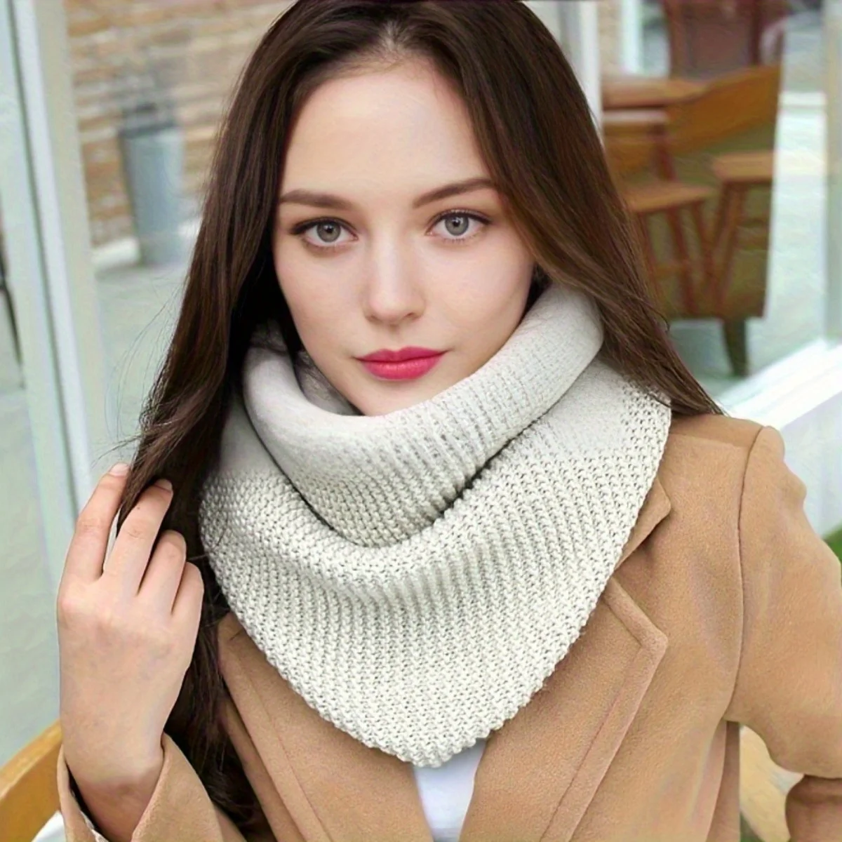 Eleganter dicker Winterschal für Damen – winddicht, atmungsaktiv, unendlicher Schlaufen-Halswärmer mit weicher Stilstruktur. Maschinenwaschbar – Detail 5