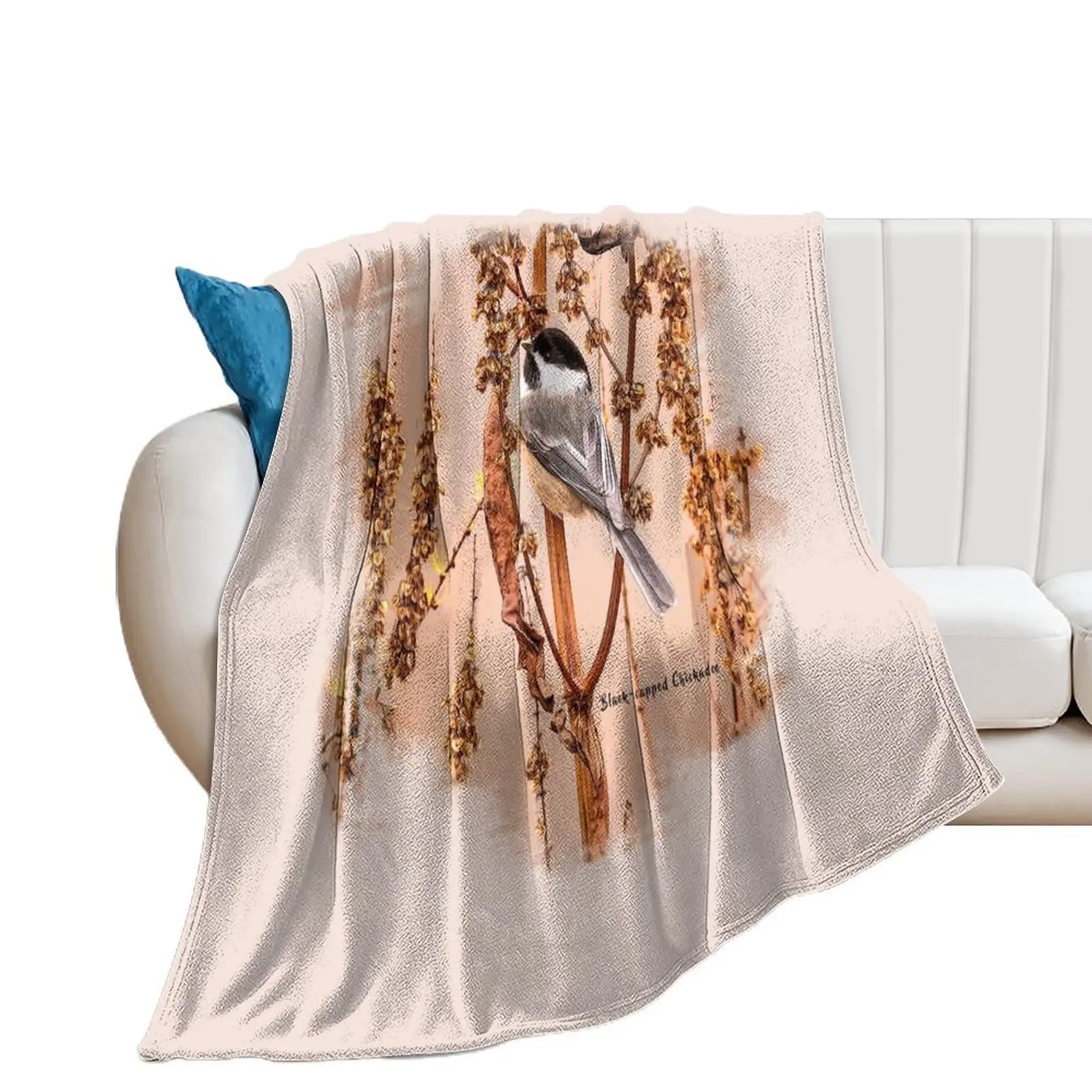 Black-capped Chickadee (Painterly effect) Throw Blanket Picnic Heavy Blankets