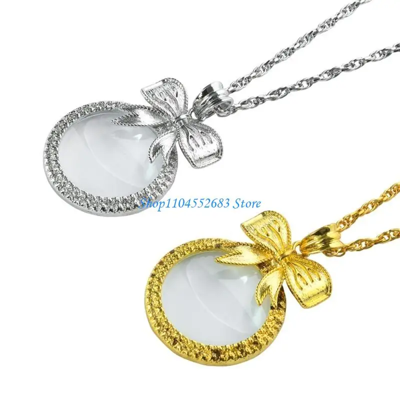 

Y6GD 6X Portable Vintage Glass Pendant Necklace for Library Reading Fine Print Zooming Increase for Vision Jewelry
