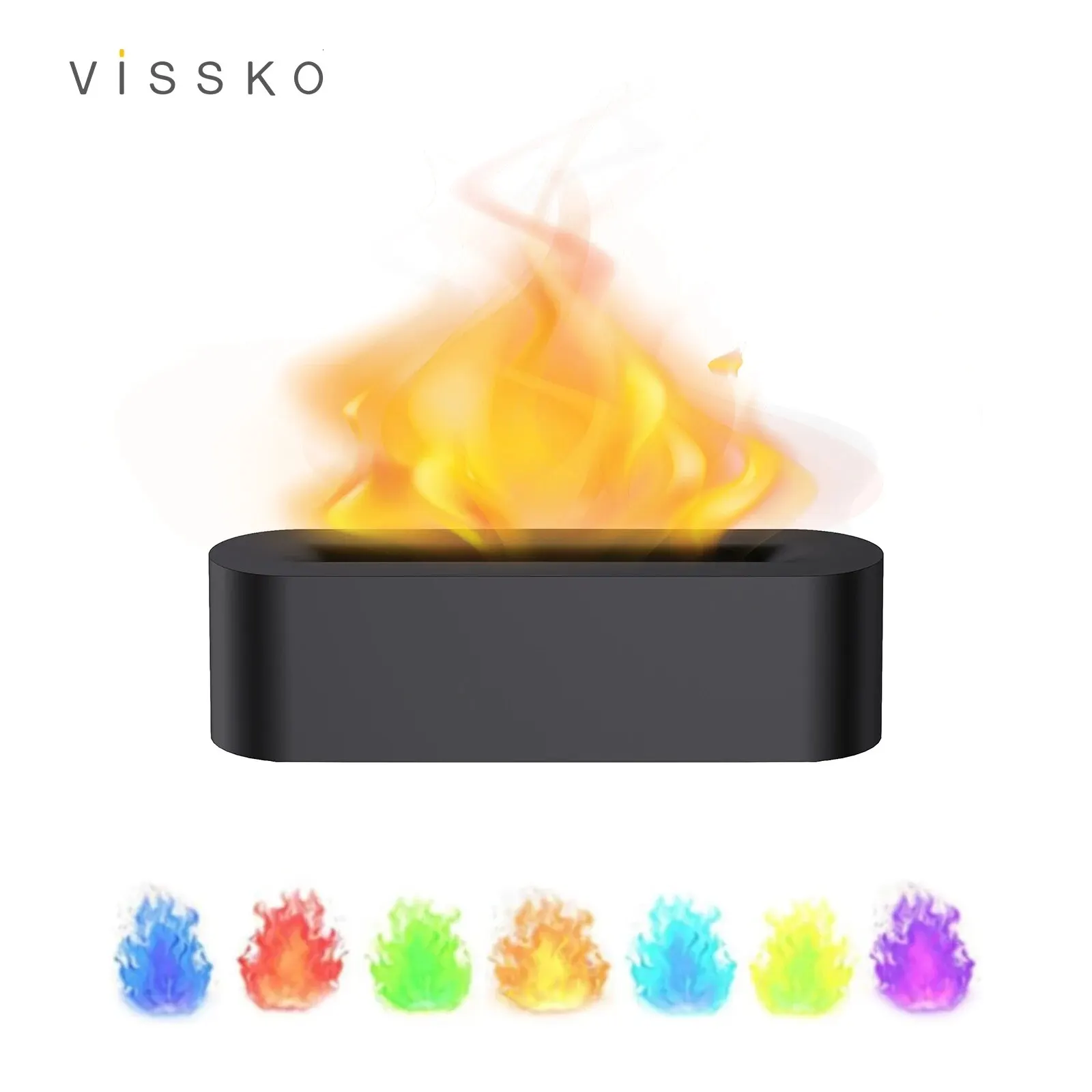 Newest RGB Flame Aroma Diffuser Humidifier USB Desktop Simulation Light Aromatherapy Purifier Air for Bedroom With 7 Colors