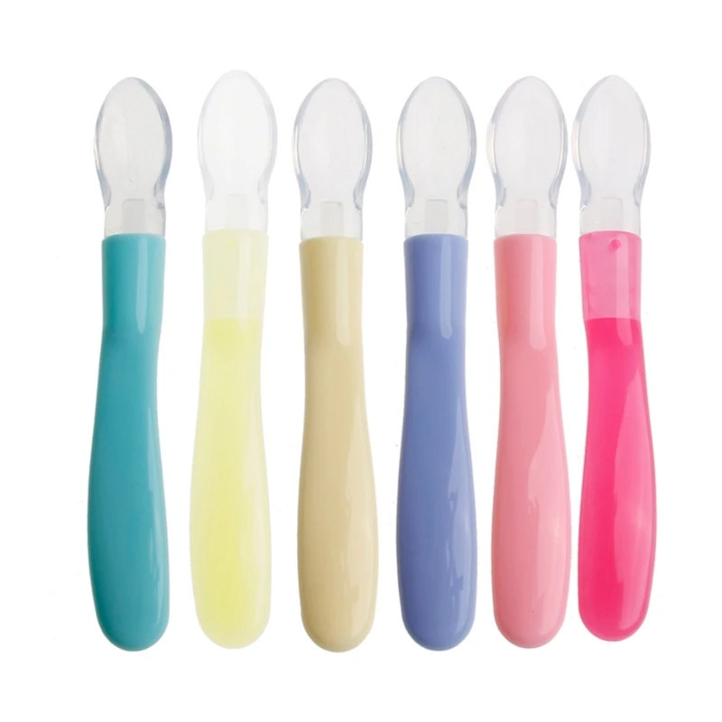 Colher de silicone macio para bebé, utensílios infantis, acessórios de treino, 1 peça