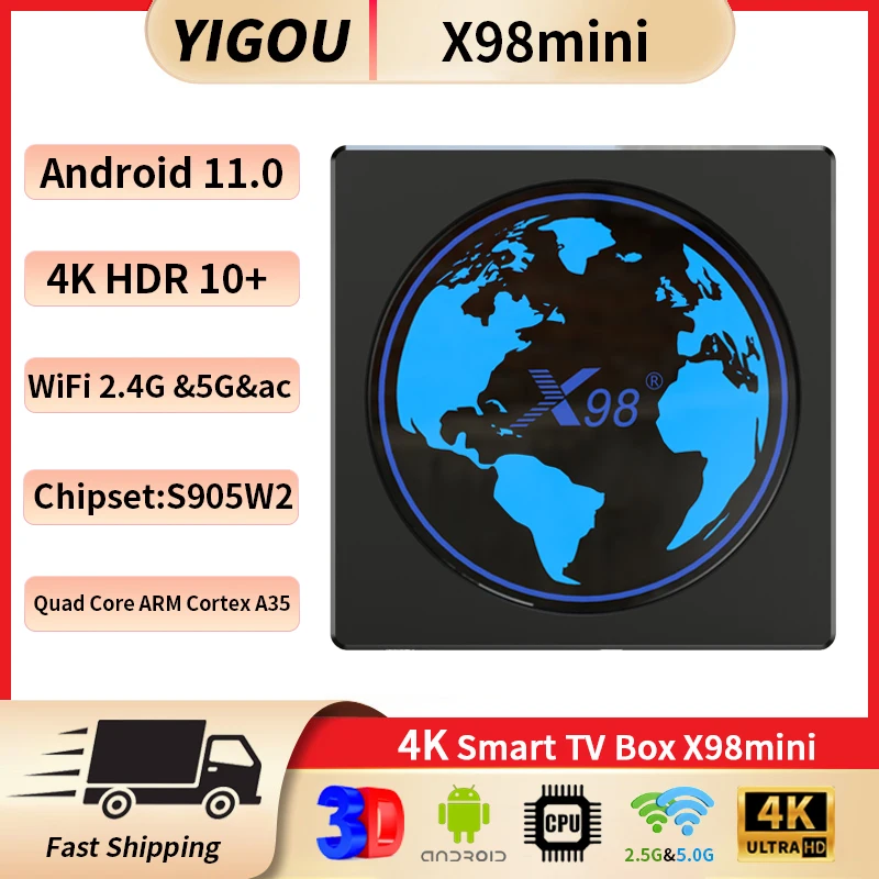 X98 mini Smart TV Box 4G 64GB 32GB Android 11.0 Amlogic S905W2 X98mini AV1 Wifi BT Youtube Media Player 2G16G Set Top Box #2
