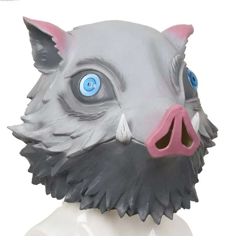 Hashibira Inosuke Cosplay Mask Pig Silicone Headgear Latex Pig's Head Masks Anime Cosplay Props Costume Accessory - Image 4