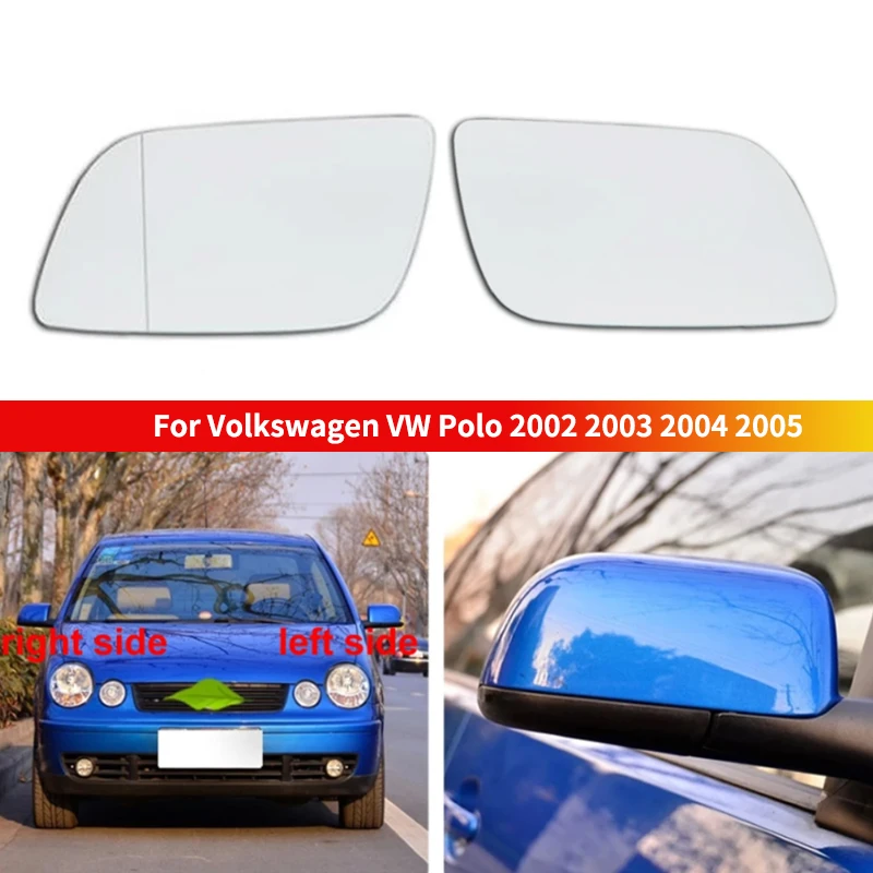 Heating Replacement Side Mirrors Lens Door Wing Rear View Mirror White Glass 1PCS For Volkswagen VW Polo 2002 2003 2004 2005