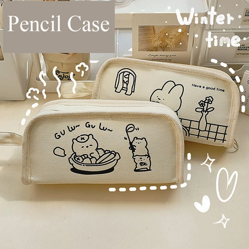 Pencil Case Kawaii Bear Pencilcases Trousse For Girls Estuches Estojo Escolar Korean Stationery Pencils Cases Productos Big Bags