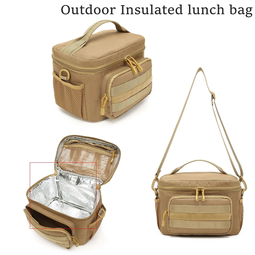 Outdoor Hunting Insulated Lunch Bag Tactical Durable Nylon Shoulder Molle Storage Bags For Hiking Camping Hunting