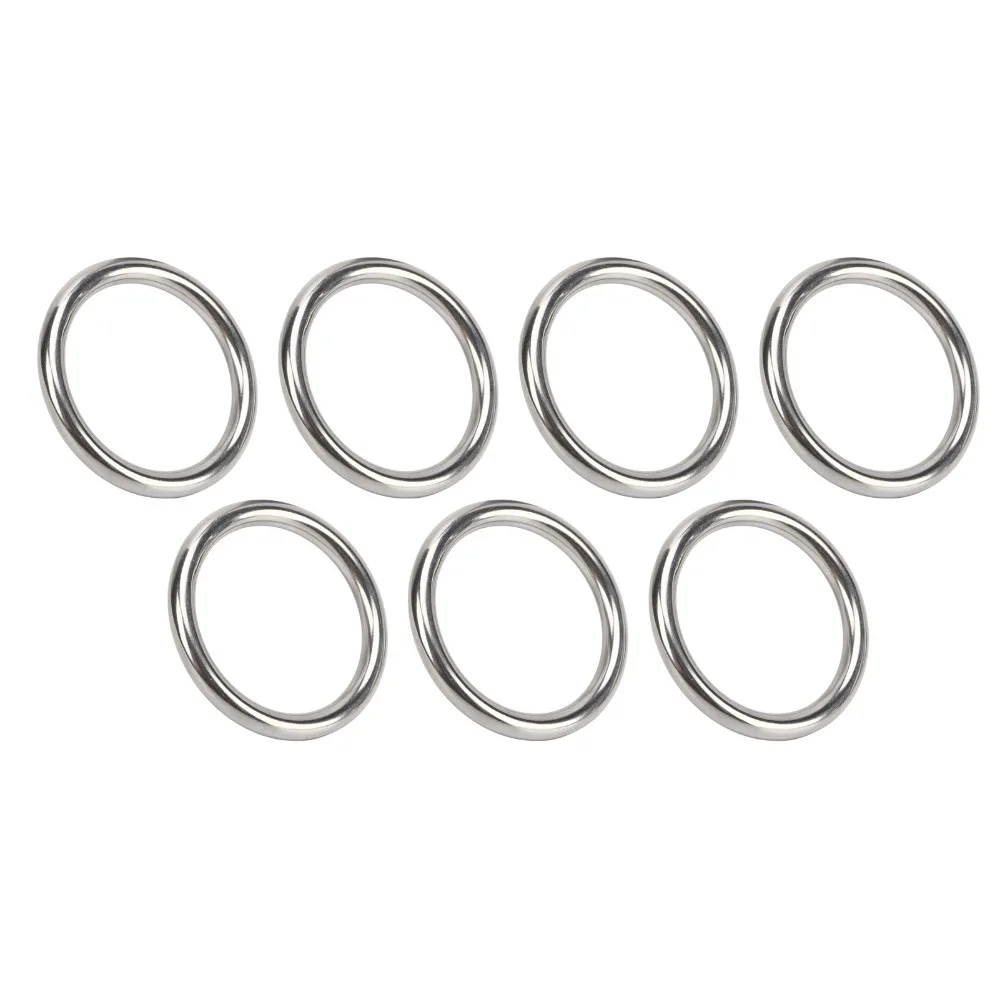 

7 Pcs Durable Rustproof Stainless Steel O Ring Waterproof Silver Seamless Welded Ring Solid Round Buckle Diving Accessory