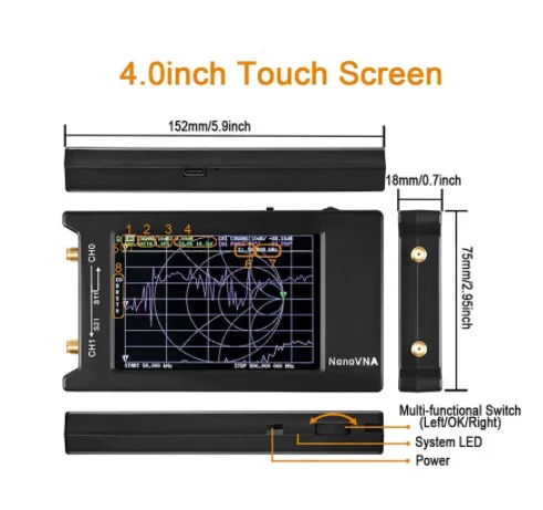 1.5GHz 4インチ ベクトル大画面ネットワークアナライザ NanoVNA-H4 アンテナ短波