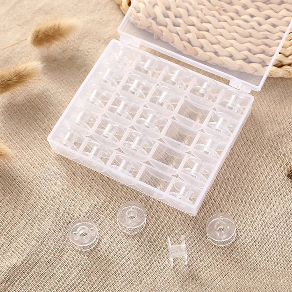 

1 set Transparent Clear Bobbins For Sewing Machine Smooth Rotation Plastic Thread Bobbins Portable Sewing Accessories