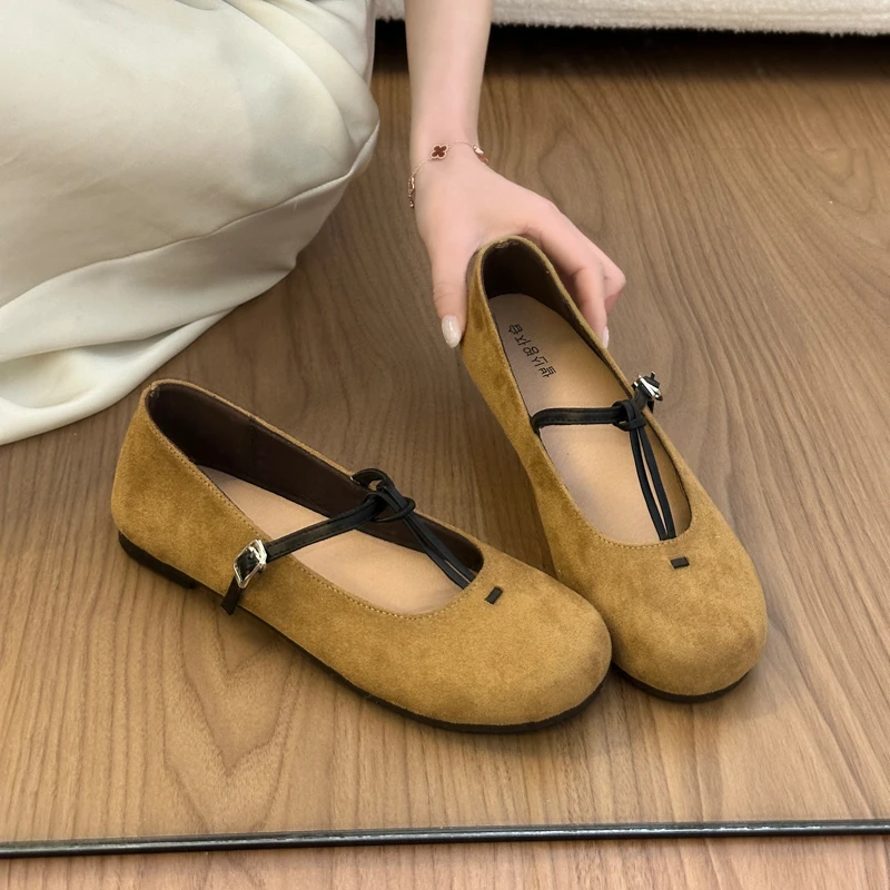 

Fashion Shallow Mary Janes Women Shoes Outdoor Casual Ladies Flats Spring Autumn Slip-on Loafers Round Toe Solid Color Flat Shoe