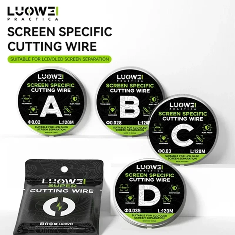 LUOWEI Super Fine Cutting Wire for LCD Screen Maintenance without Damaging Phone 0.02/0.028/0.03/0.035mm Screen Removal Line