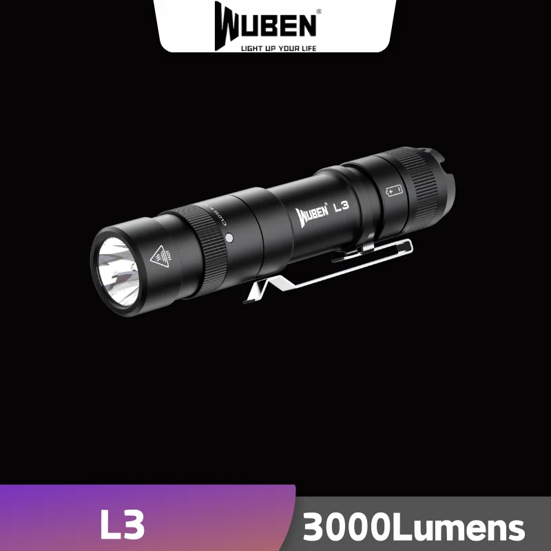 

WUBEN L3 Utility Flashlight 3000Lumens Type-C Rechargebale With 4800mAH Battery Power Bank EDC Troch Light