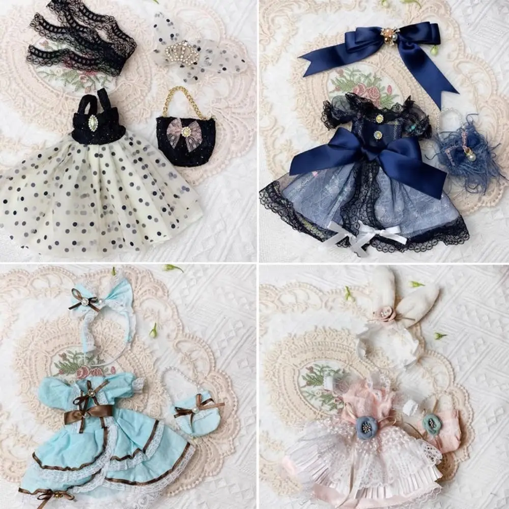 Handgemaakte kanten prinsessenjurk schattig met hoofddeksels tassen retro rok popaccessoires mode feestkleding voor 1/6 BJD 30cm pop