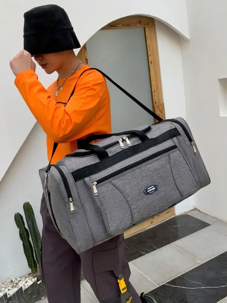 Bolsa de Viagem Grande em Tecido Oxford Impermeável para Homens, Bolsa de Mão para Negócios, Viagens, Academia, Fitness, Fim de Semana e Pernoite