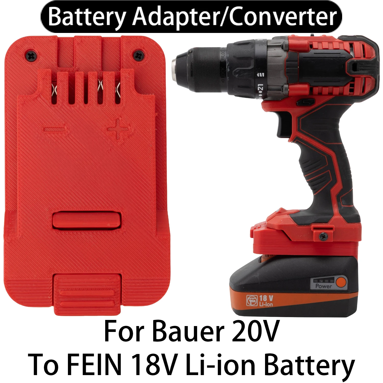 Battery Adapter Converter For Bauer 20V Li-ion Tool to FEIN 18V HighPower Li-ion Battery Adapter Power Tool Accessory