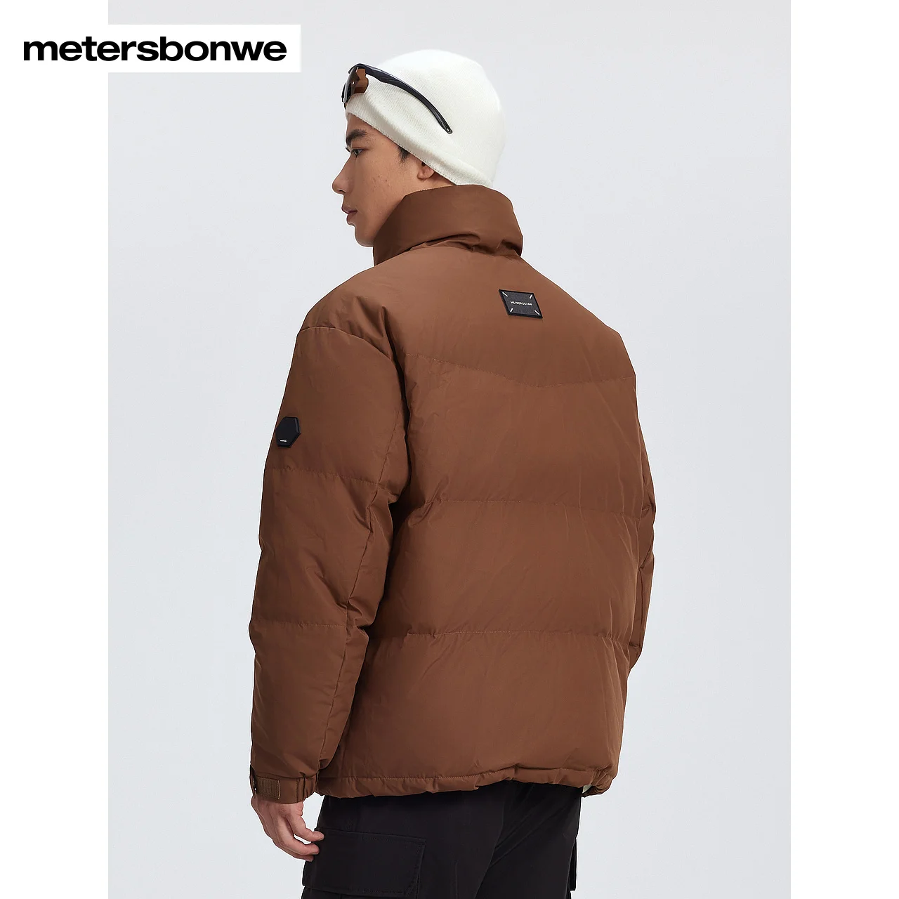 Metersbonwe-Men's Color Clash Stand Collar Printed Loose Down Jacket 85% Duck Down Jacket Comfort Version Winter