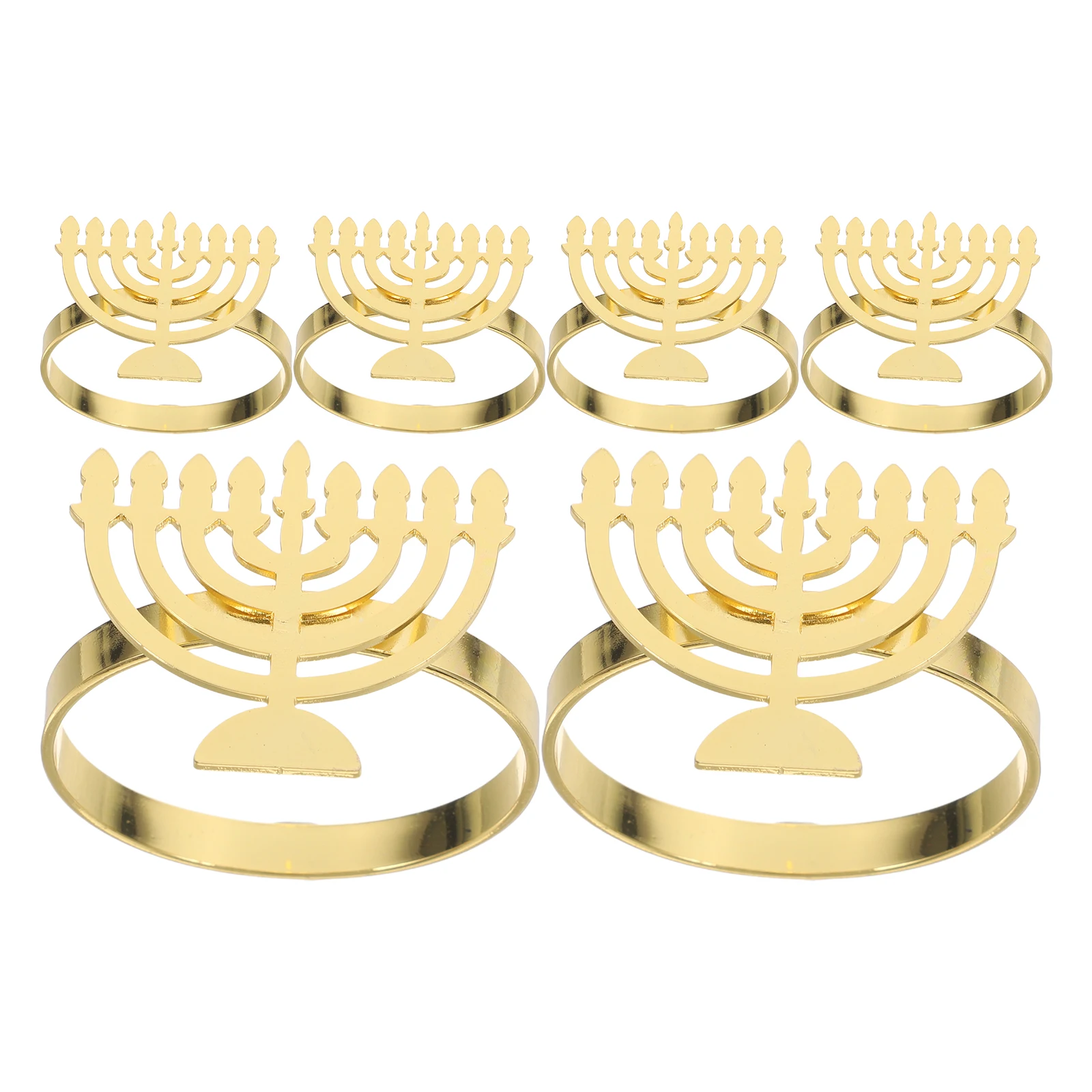 

6Pcs Menorah Napkin Rings Hanukkah Metal Napkin Buckles Elegant Holiday Table Decoration Dinner Party Serviette